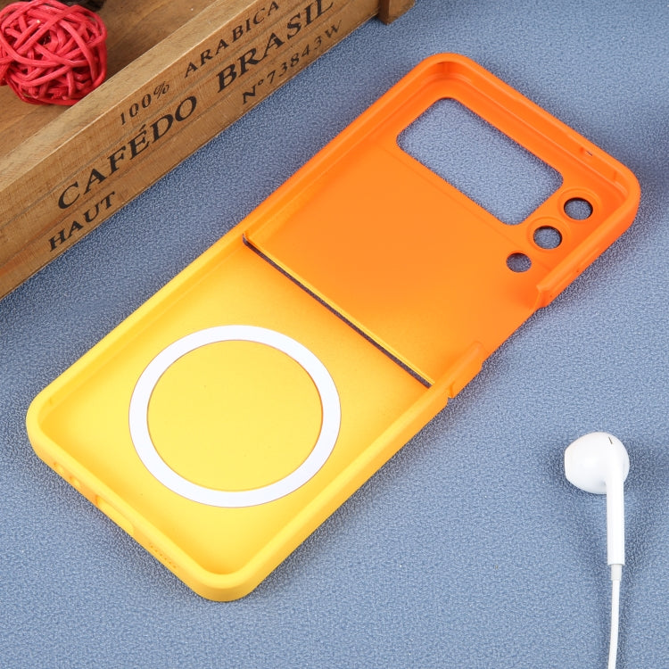 For Samsung Galaxy Z Flip4 Liquid TPU Silicone Gradient MagSafe Phone Case(Orange Yellow) - Galaxy Z Flip4 5G Cases by buy2fix | Online Shopping UK | buy2fix