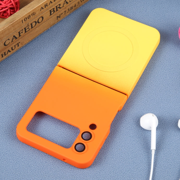 For Samsung Galaxy Z Flip4 Liquid TPU Silicone Gradient MagSafe Phone Case(Orange Yellow) - Galaxy Z Flip4 5G Cases by buy2fix | Online Shopping UK | buy2fix