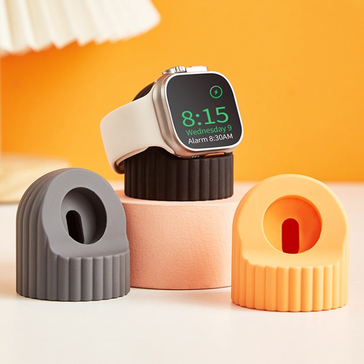 For Apple Watch Wave Pattern Silicone Watch Charging Stand(Black) - Charger / Holder by buy2fix | Online Shopping UK | buy2fix