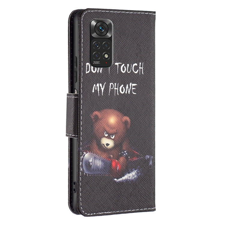 For Xiaomi Redmi Note 12S 4G / Note 11 Colored Drawing Pattern Leather Phone Case(Bear) - Xiaomi Cases by buy2fix | Online Shopping UK | buy2fix