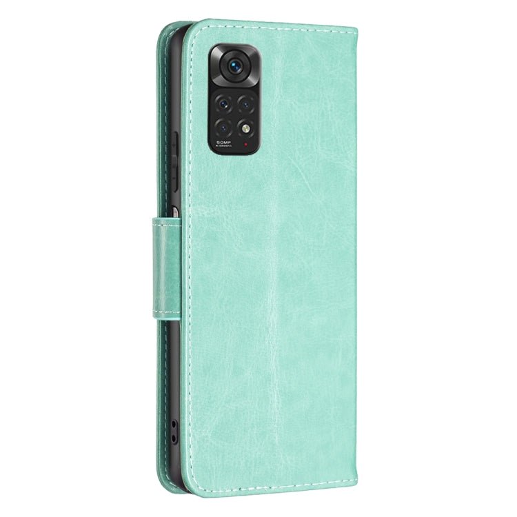 For Xiaomi Redmi Note 12S 4G / Note 11 Two Butterflies Embossing Leather Phone Case(Green) - Xiaomi Cases by buy2fix | Online Shopping UK | buy2fix