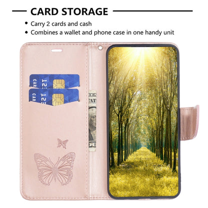 For Xiaomi Poco F5 5G / Redmi Note 12 Turbo Two Butterflies Embossing Leather Phone Case(Rose Gold) - Xiaomi Cases by buy2fix | Online Shopping UK | buy2fix