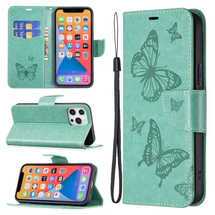 For Xiaomi Poco F5 5G / Redmi Note 12 Turbo Two Butterflies Embossing Leather Phone Case(Green) - Xiaomi Cases by buy2fix | Online Shopping UK | buy2fix