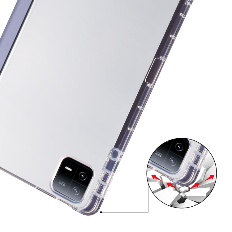 For Xiaomi Pad 6 / 6 Pro 3-fold Clear TPU Smart Leather Tablet Case with Pen Slot(Lavender Purple) -  by buy2fix | Online Shopping UK | buy2fix