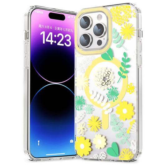 For iPhone 14 Pro Max MagSafe Magnetic TPU Phone Case(Yellow Chrysanthemum) - iPhone 14 Pro Max Cases by buy2fix | Online Shopping UK | buy2fix