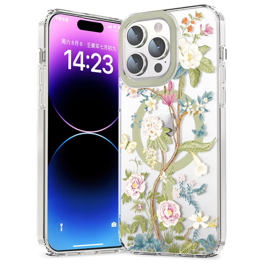For iPhone 14 Pro Max MagSafe Magnetic TPU Phone Case(Blue Hydrangea Ball) - iPhone 14 Pro Max Cases by buy2fix | Online Shopping UK | buy2fix
