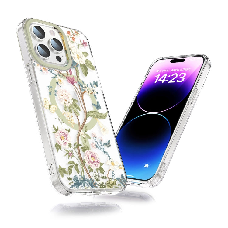 For iPhone 14 Pro Max MagSafe Magnetic TPU Phone Case(Blue Hydrangea Ball) - iPhone 14 Pro Max Cases by buy2fix | Online Shopping UK | buy2fix