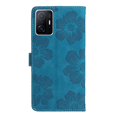 For Xiaomi 11T / 11T Pro Flower Embossing Pattern Leather Phone Case(Blue) - Xiaomi Cases by buy2fix | Online Shopping UK | buy2fix