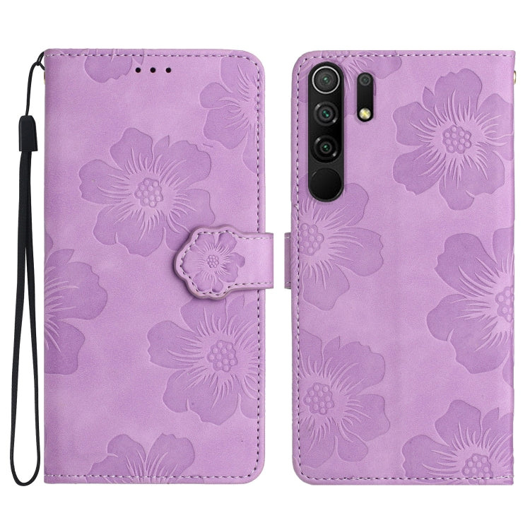 For Xiaomi Redmi 9 Flower Embossing Pattern Leather Phone Case(Purple) - Xiaomi Cases by buy2fix | Online Shopping UK | buy2fix