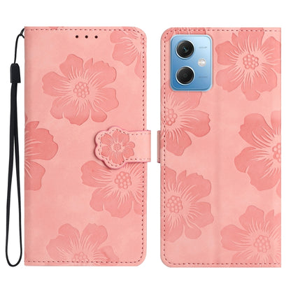 For Xiaomi Redmi Note 12 5G Flower Embossing Pattern Leather Phone Case(Pink) - Note 12 Cases by buy2fix | Online Shopping UK | buy2fix