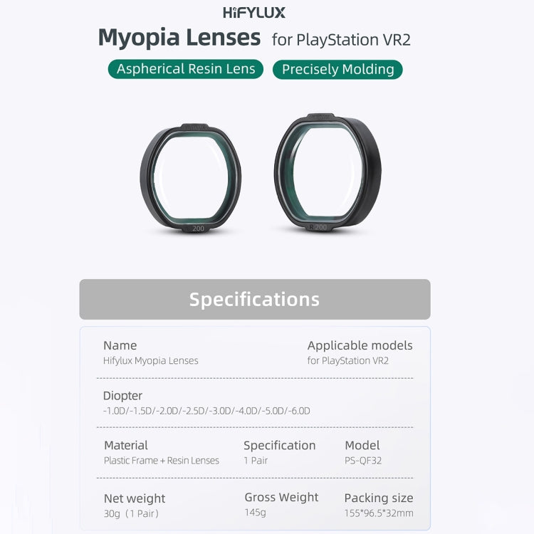 For PlayStation VR2 Hifylux Myopia Glasses Aspherical Resin Lens(-5.0D) - VR Accessories by Sunnylife | Online Shopping UK | buy2fix