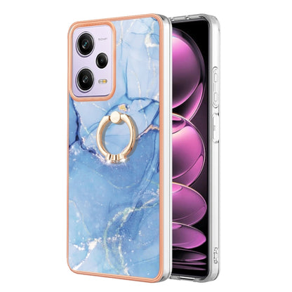 For Xiaomi Redmi Note 12 Pro 5G Global Electroplating Marble Dual-side IMD Phone Case with Ring(Blue 018) - Note 12 Pro Cases by buy2fix | Online Shopping UK | buy2fix
