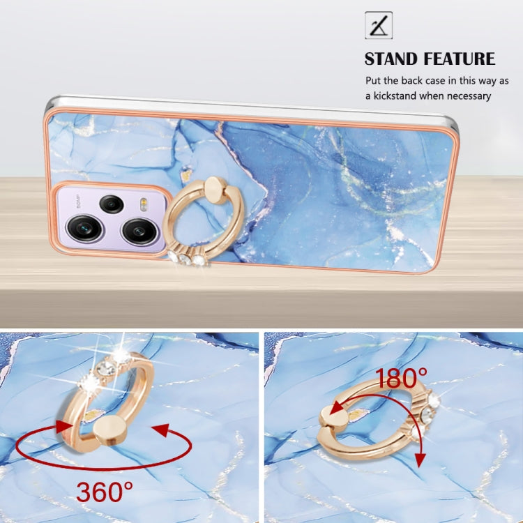 For Xiaomi Redmi Note 12 Pro 5G Global Electroplating Marble Dual-side IMD Phone Case with Ring(Blue 018) - Note 12 Pro Cases by buy2fix | Online Shopping UK | buy2fix
