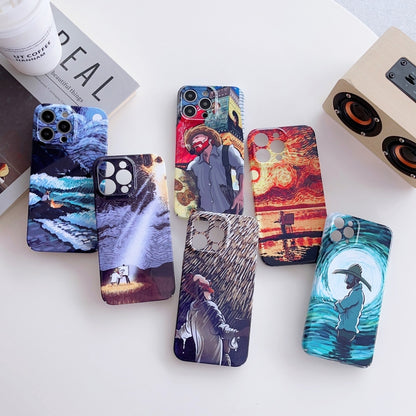 For iPhone 12 mini Precise Hole Oil Painting Pattern PC Phone Case(Sea Wave) - iPhone 12 mini Cases by buy2fix | Online Shopping UK | buy2fix