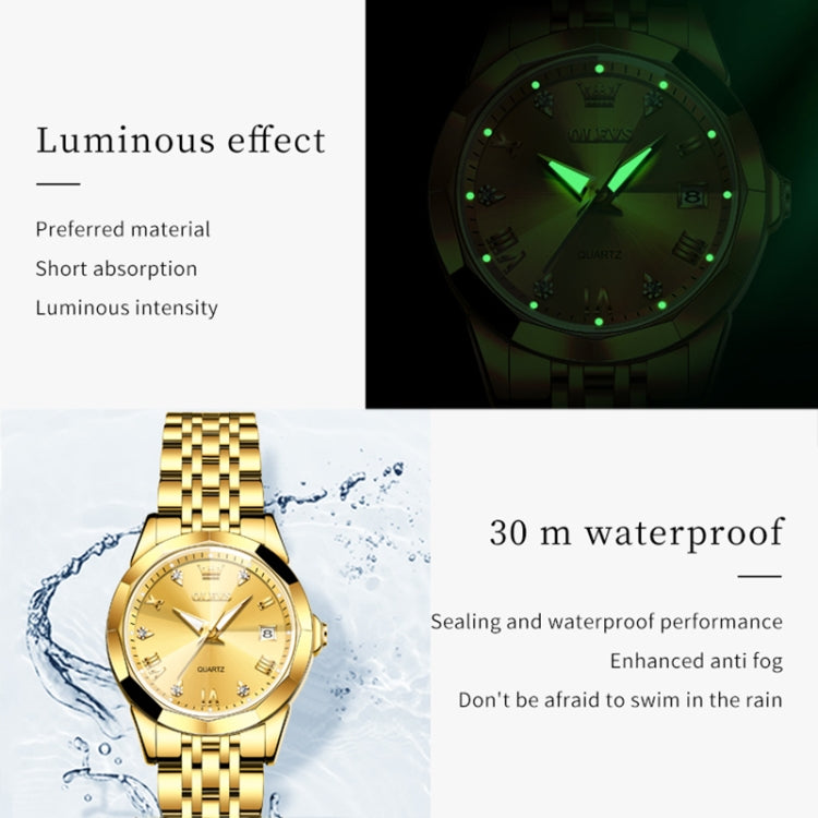 OLEVS 9931 Women Butterfly Buckle Luminous Waterproof Quartz Watch(Gold) - Metal Strap Watches by OLEVS | Online Shopping UK | buy2fix