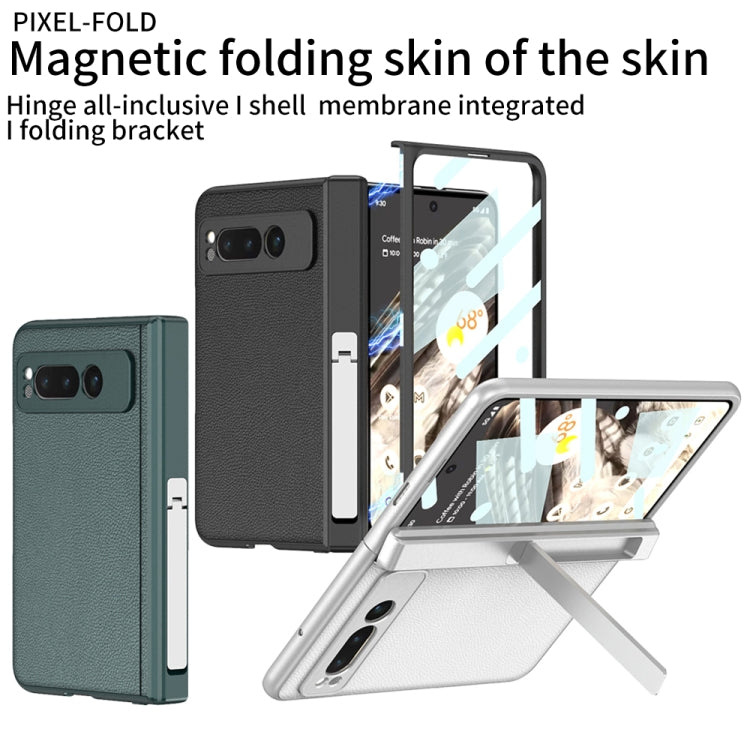 For Google Pixel Fold GKK Integrated Fold Hinge Leather Phone Case with Holder(White) - Google Cases by GKK | Online Shopping UK | buy2fix