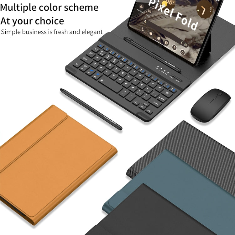 For Google Pixel Fold GKK Gear Adjustment Bluetooth Keyboard with Pen + Mouse + Leather Case(Black) - Google Cases by GKK | Online Shopping UK | buy2fix