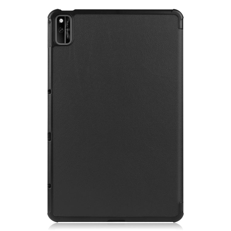 For Huawei MatePad 10.4 Custer Pattern Pure Color Tablet Horizontal Flip Leather Case with Three-folding Holder & Sleep / Wake-up Function(Black) - Mobile Accessories by buy2fix | Online Shopping UK | buy2fix