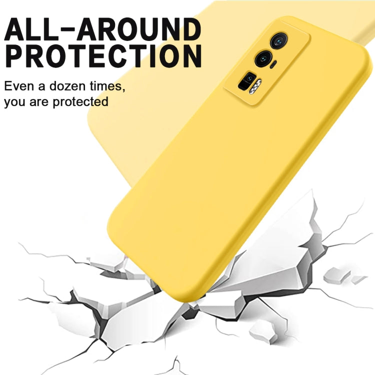 For Xiaomi Poco F5 Pro 5G / Redmi K60 / K60 Pro Pure Color Liquid Silicone Shockproof Phone Case(Yellow) - Xiaomi Cases by buy2fix | Online Shopping UK | buy2fix