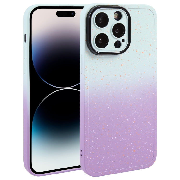 For iPhone 14 Pro Gradient Starry Silicone Phone Case with Lens Film(White Purple) - iPhone 14 Pro Cases by buy2fix | Online Shopping UK | buy2fix