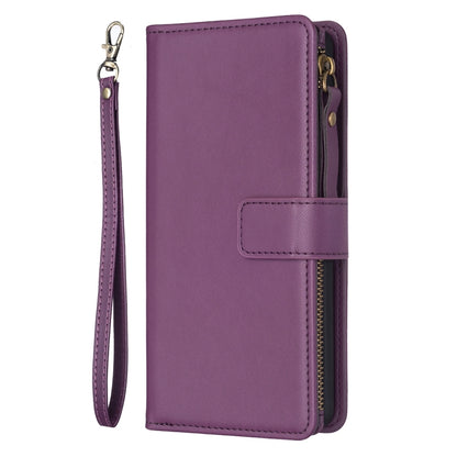 For Xiaomi Redmi 10C 9 Card Slots Zipper Wallet Leather Flip Phone Case(Dark Purple) - Xiaomi Cases by buy2fix | Online Shopping UK | buy2fix