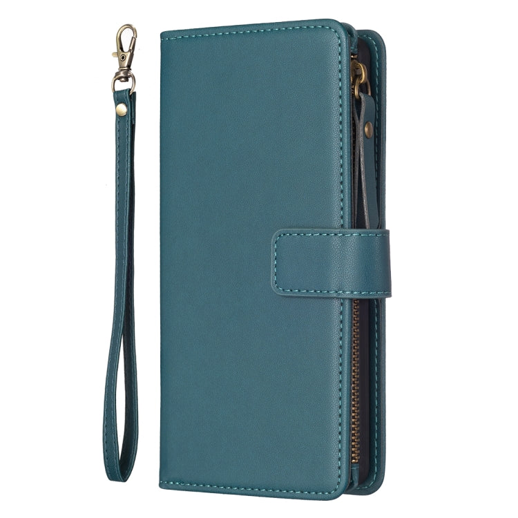 For Xiaomi 13 9 Card Slots Zipper Wallet Leather Flip Phone Case(Green) - 13 Cases by buy2fix | Online Shopping UK | buy2fix