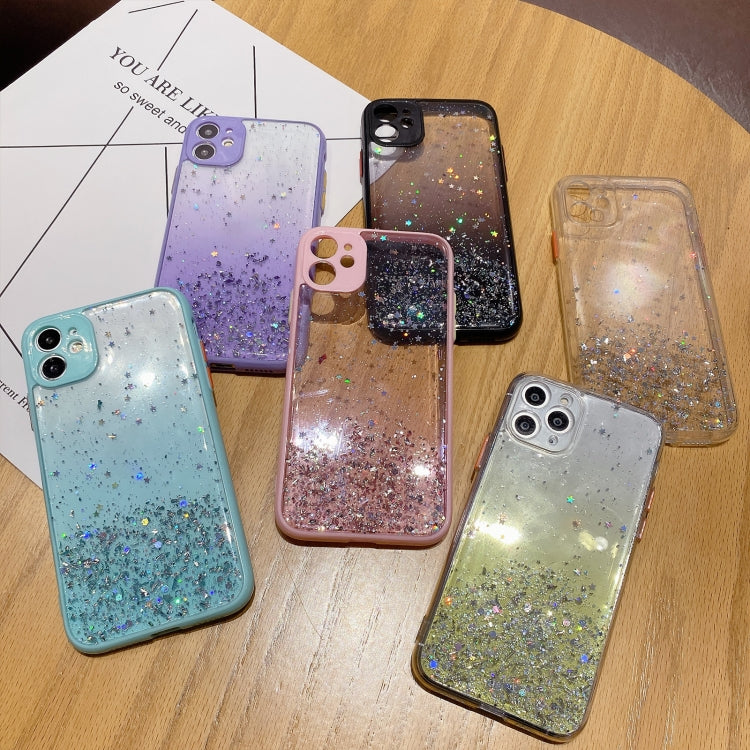 For iPhone 11 Starry Gradient Glitter Powder TPU Phone Case(Yellow) - iPhone 11 Cases by buy2fix | Online Shopping UK | buy2fix