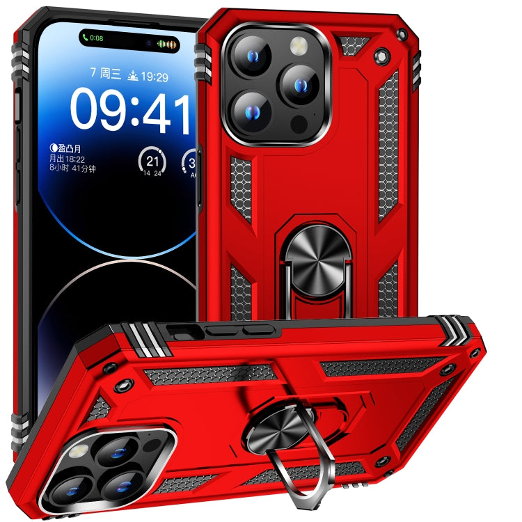 For iPhone 15 Pro Max Shockproof TPU + PC Phone Case with Holder(Red) - iPhone 15 Pro Max Cases by buy2fix | Online Shopping UK | buy2fix