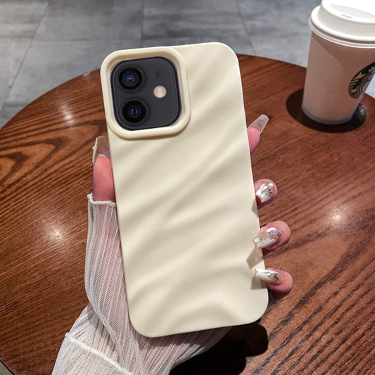 For iPhone 12 / 12 Pro Solid Color Wave Texture TPU Phone Case(Beige) - iPhone 12 / 12 Pro Cases by buy2fix | Online Shopping UK | buy2fix