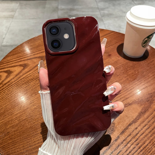 For iPhone 12 / 12 Pro Solid Color Wave Texture TPU Phone Case(Wine Red) - iPhone 12 / 12 Pro Cases by buy2fix | Online Shopping UK | buy2fix