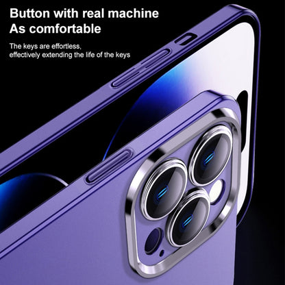 For iPhone 14 Pro Max Frosted Metal Material Phone Case with Lens Protection(Light Blue) - iPhone 14 Pro Max Cases by buy2fix | Online Shopping UK | buy2fix