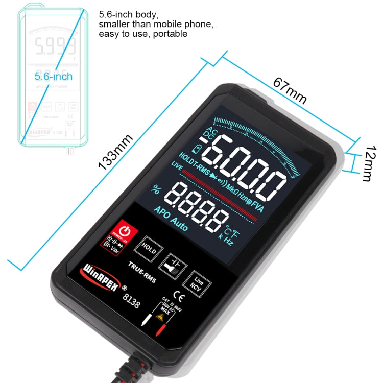 WinAPEX Smart Touch Screen Digital Multimeter, Model:8138 - Digital Multimeter by WinAPEX | Online Shopping UK | buy2fix