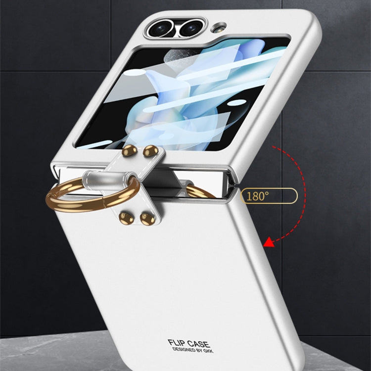 For Samsung Galaxy Z Flip5 GKK Ultra-thin PC Full Coverage Phone Case with Ring Holder / Tempered Film(Dark Green) - Galaxy Z Flip5 Cases by GKK | Online Shopping UK | buy2fix