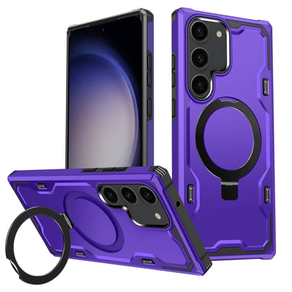 For Samsung Galaxy S23 5G Patronus MagSafe Magnetic Holder Phone Case(Purple) - Galaxy S23 5G Cases by buy2fix | Online Shopping UK | buy2fix