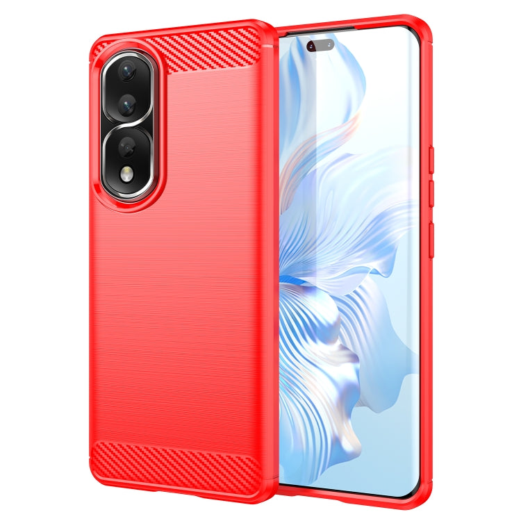 For Honor 90 Pro Brushed Texture Carbon Fiber TPU Phone Case(Red) - Honor Cases by buy2fix | Online Shopping UK | buy2fix