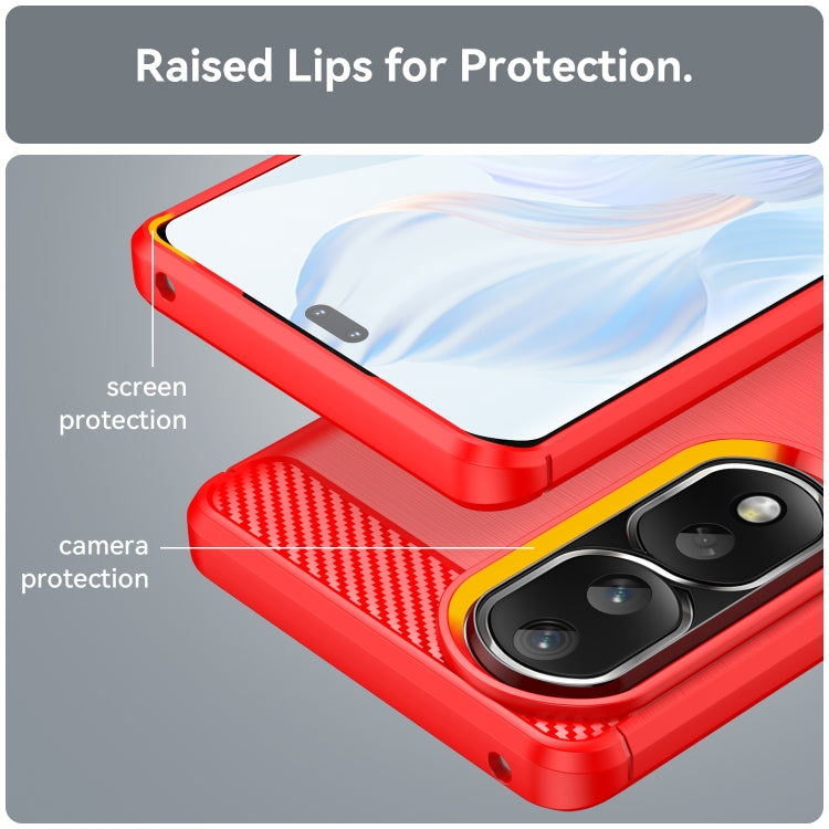 For Honor 90 Pro Brushed Texture Carbon Fiber TPU Phone Case(Red) - Honor Cases by buy2fix | Online Shopping UK | buy2fix