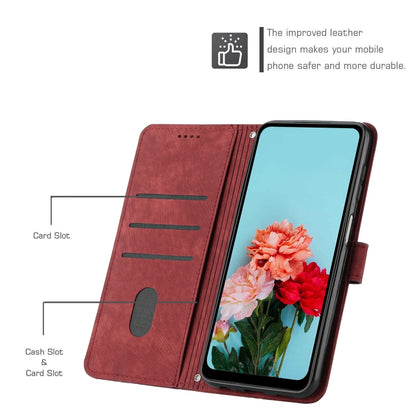 For Infinix Note 30i Skin Feel Stripe Pattern Leather Phone Case with Lanyard(Red) - Infinix Cases by buy2fix | Online Shopping UK | buy2fix