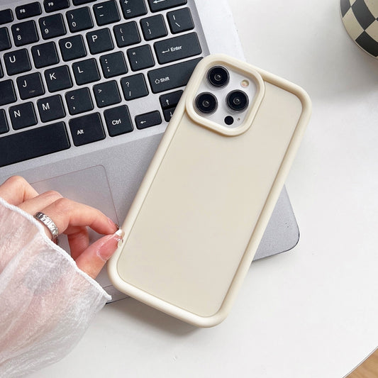 For iPhone 14 Pro Max Shockproof Frame Frosted TPU Phone Case(Beige) - iPhone 14 Pro Max Cases by buy2fix | Online Shopping UK | buy2fix