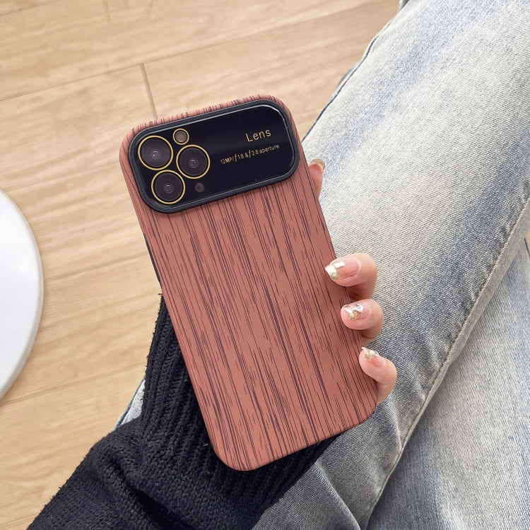 For iPhone 11 Pro Max Wood Grain TPU Phone Case with Lens Film(Brown) - iPhone 11 Pro Max Cases by buy2fix | Online Shopping UK | buy2fix