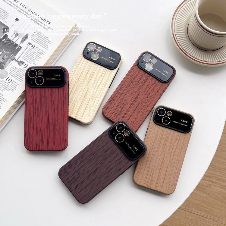 For iPhone 14 Pro Max Wood Grain TPU Phone Case with Lens Film(Red) - iPhone 14 Pro Max Cases by buy2fix | Online Shopping UK | buy2fix