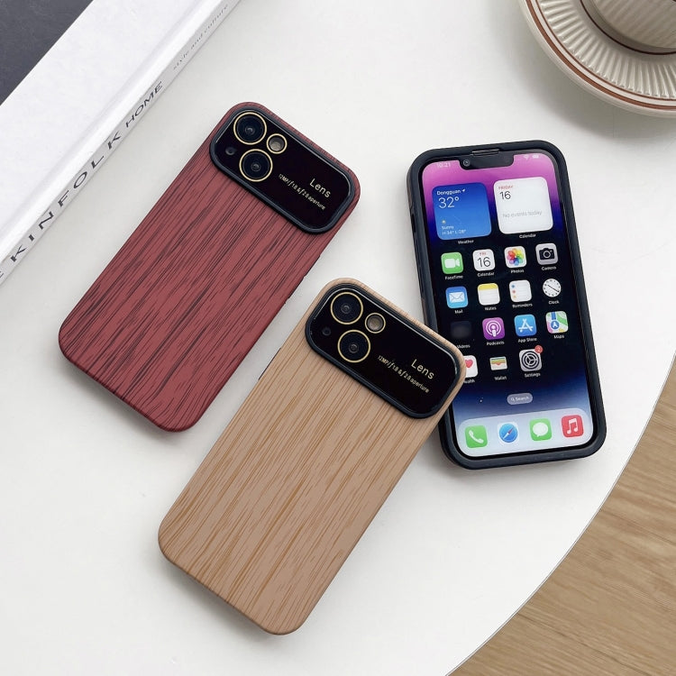 For iPhone X / XS Wood Grain TPU Phone Case with Lens Film(Beige) - More iPhone Cases by buy2fix | Online Shopping UK | buy2fix