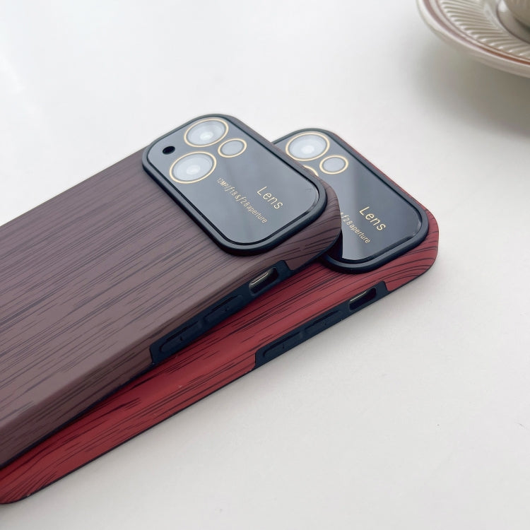 For iPhone 11 Wood Grain TPU Phone Case with Lens Film(Red) - iPhone 11 Cases by buy2fix | Online Shopping UK | buy2fix