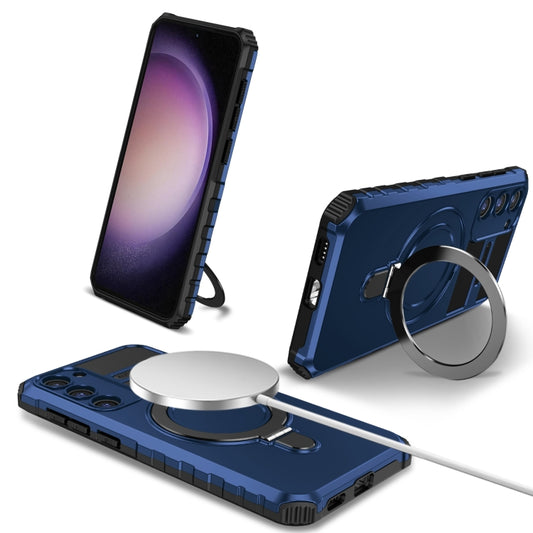 For Samsung Galaxy S23+ 5G MagSafe Magnetic Holder Phone Case(Blue) - Galaxy S23+ 5G Cases by buy2fix | Online Shopping UK | buy2fix