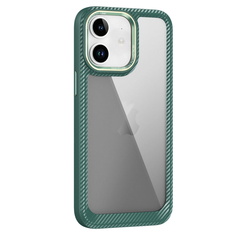 For iPhone 11 Carbon Fiber Transparent Back Panel Phone Case(Green) - iPhone 11 Cases by buy2fix | Online Shopping UK | buy2fix