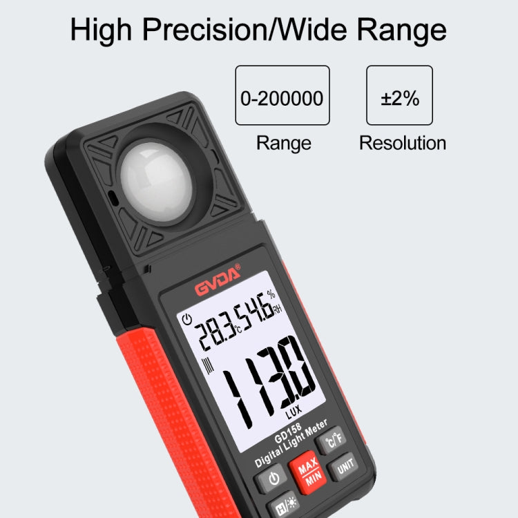 GVDA GD158 200000Lux Digital Light Meter Tester Brightness Photometer - Light & Sound Meter by GVDA | Online Shopping UK | buy2fix