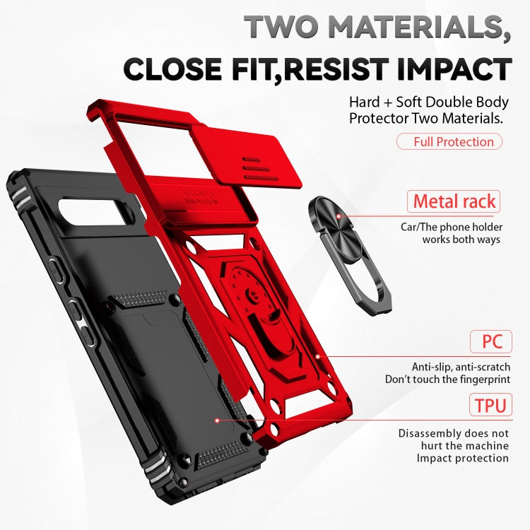 For Google Pixel 7a Sliding Camshield Holder Phone Case(Red) - Google Cases by buy2fix | Online Shopping UK | buy2fix