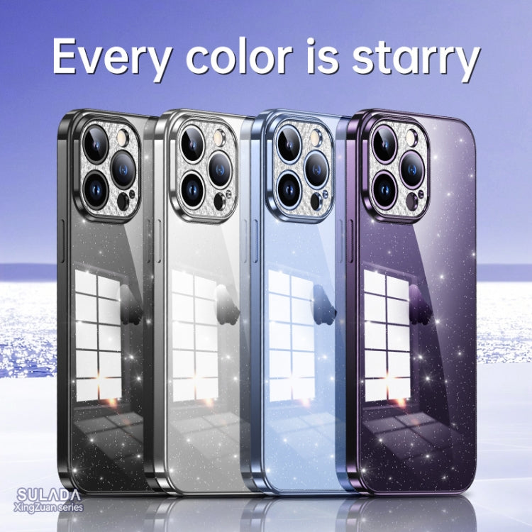 For iPhone 13 Pro SULADA Electroplated Transparent Glittery TPU Phone Case(Purple) - iPhone 13 Pro Cases by SULADA | Online Shopping UK | buy2fix