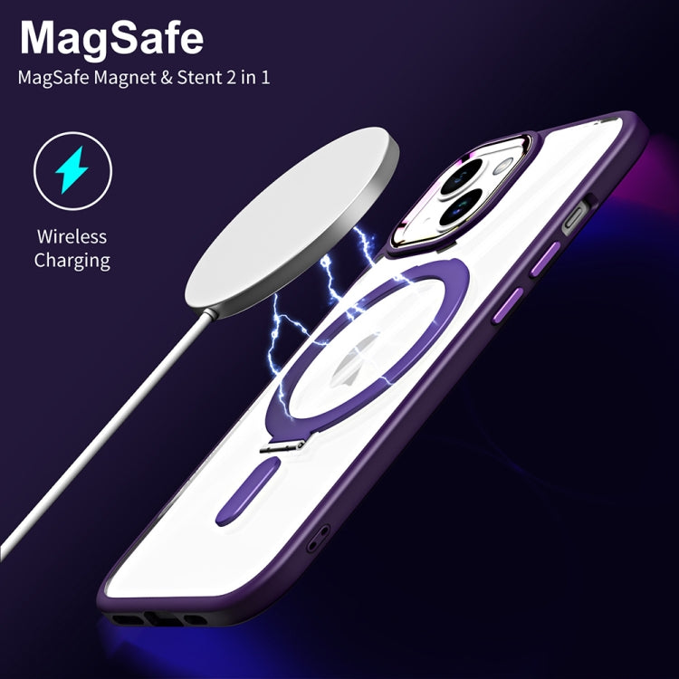 For iPhone 15 Plus MagSafe Magnetic Invisible Holder Phone Case(Navy Blue) - iPhone 15 Plus Cases by buy2fix | Online Shopping UK | buy2fix