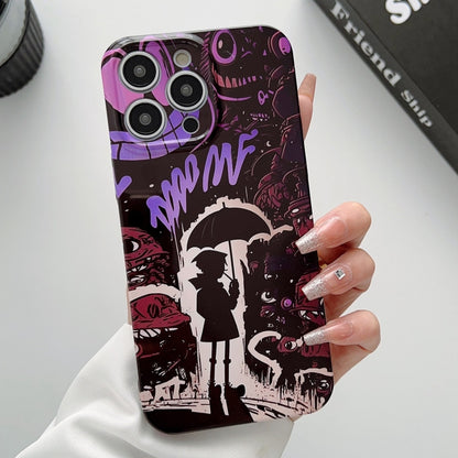 For iPhone 11 Pro Painted Pattern Precise Hole PC Phone Case(Black Purple Umbrella Boy) - iPhone 11 Pro Cases by buy2fix | Online Shopping UK | buy2fix