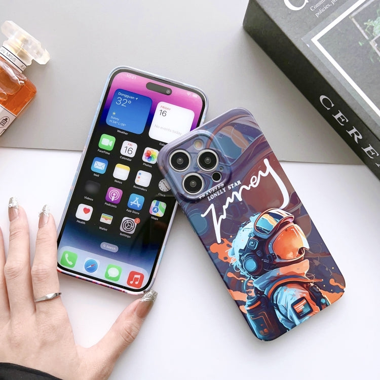 For iPhone SE 2022 / 2020 / 8 / 7 Painted Pattern Precise Hole PC Phone Case(Orange Astronaut) - iPhone SE 2022 / 2020 / 8 / 7 Cases by buy2fix | Online Shopping UK | buy2fix